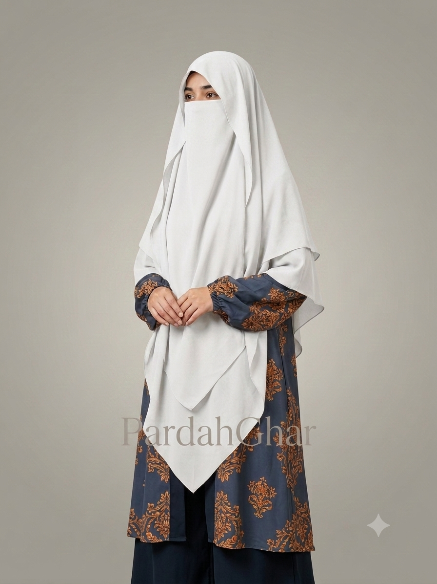 2 Layer Princess Hijab - White