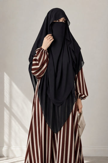 2 Layer Princess Hijab - Black