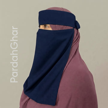 Long Saudi Niqab Black 14 inches with bukram