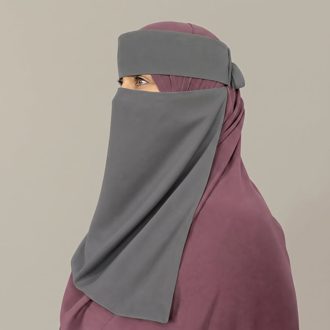 Long Saudi Niqab Black 14 inches with bukram