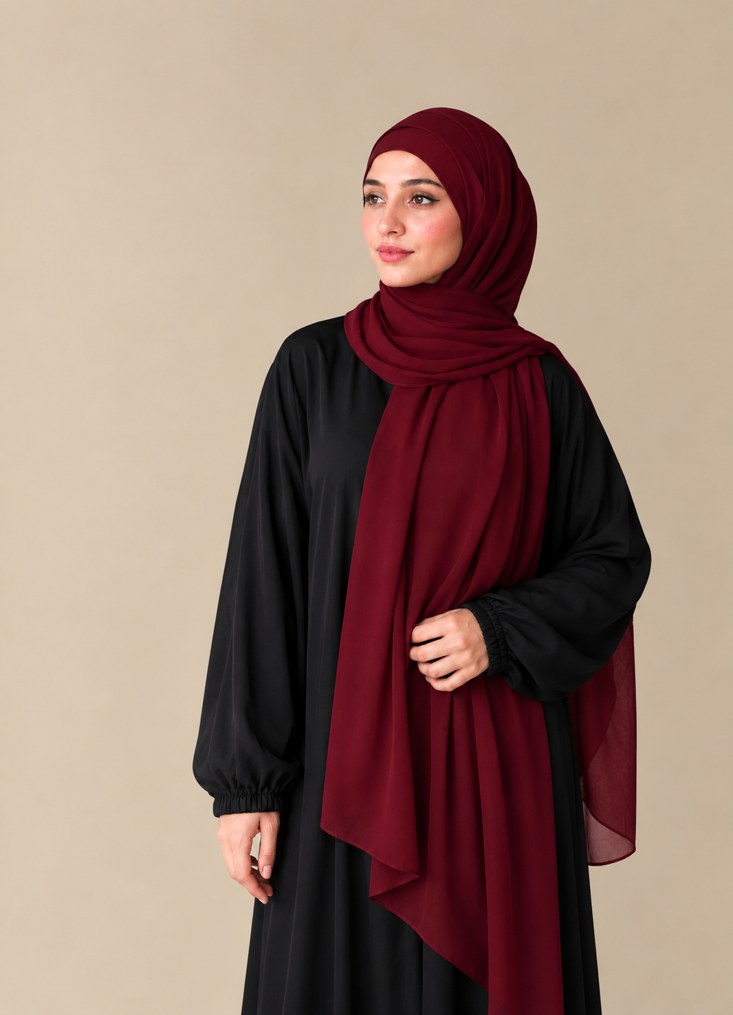 Instant Magnetic Hijab - Hijab + Cap + Magnets-Black