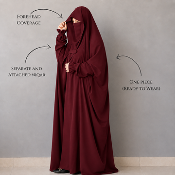 Saudi Jilbab Abaya - Maroon