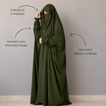 Saudi Jilbab Abaya - Olive Green