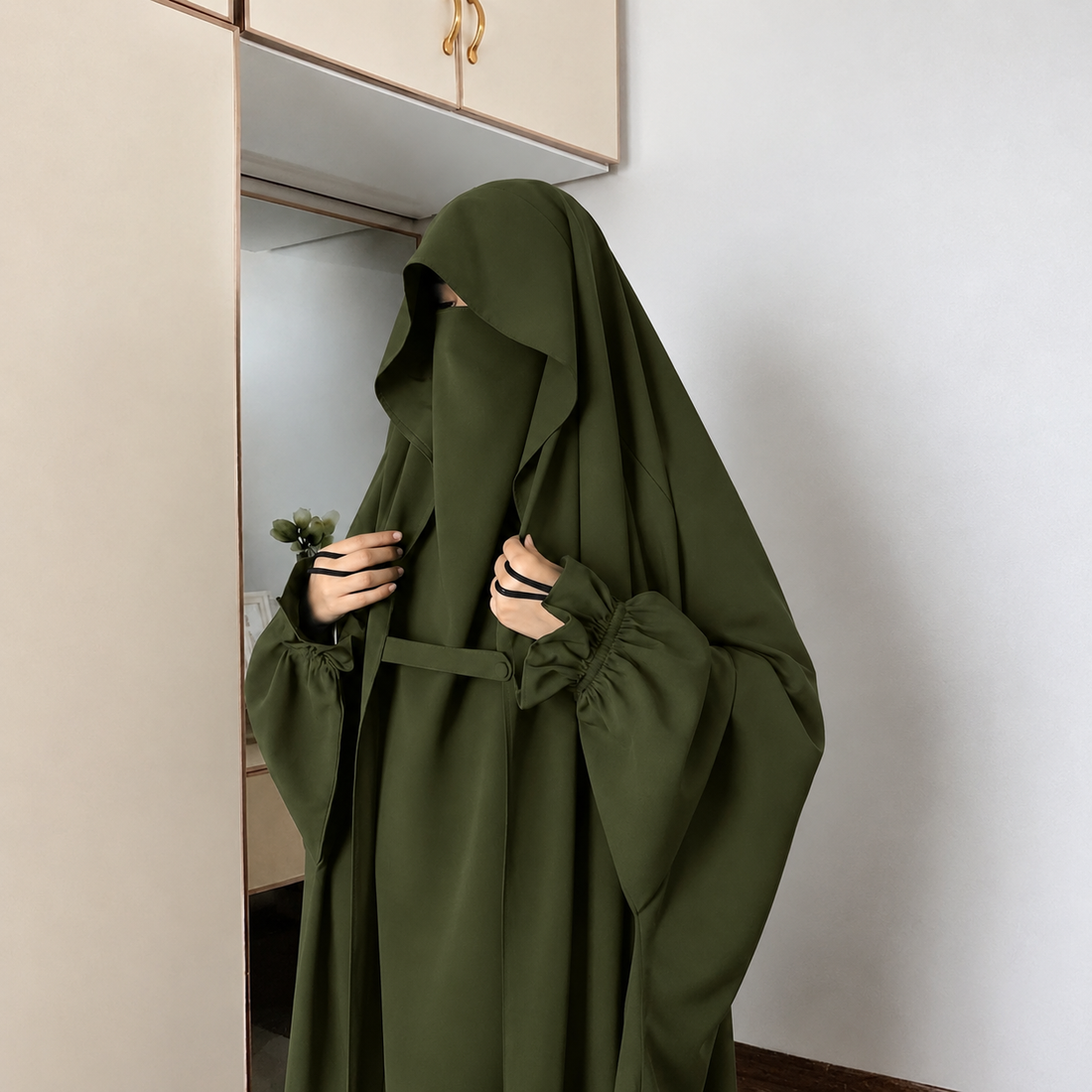 Saudi Jilbab Abaya - Olive Green